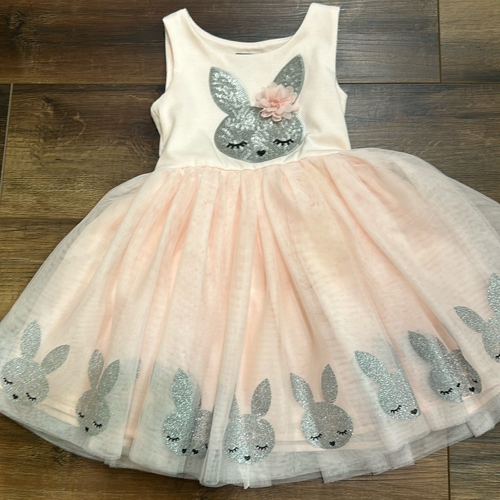 Pink Violet blush and silver Toddler bunny tulle dress